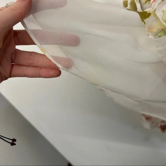 Zara Sweet Floral Butterfly Sleeve Dress S White Mini - Picture 9 of 13